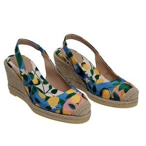 Cole Haan Slingback Espadrille Wedge Sandals 5.5 Multicolor Fabric